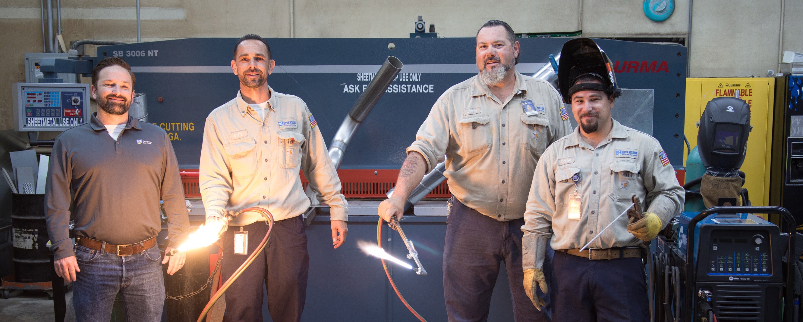 Welders with blow torches