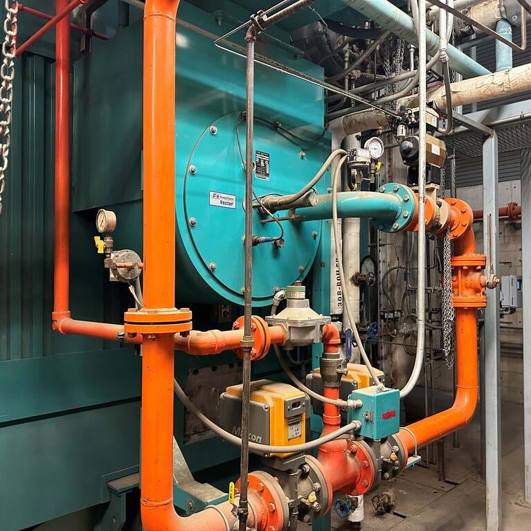 teal and orange boiler